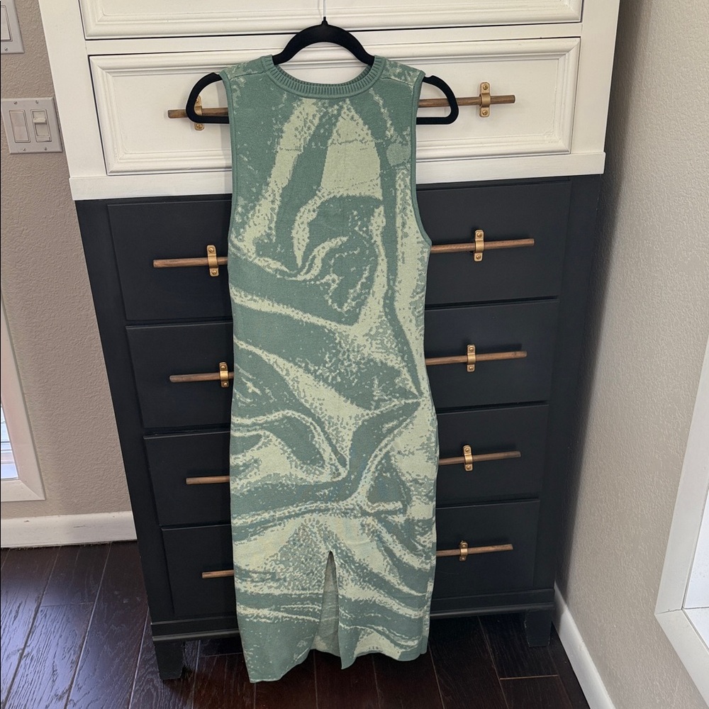Cider Mint and Cream Sleeveless Midi Knit Dress